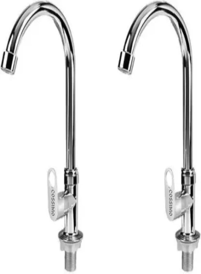 COSSIMO Orio Zinc Alloy Wall Mount Swan Neck Tap with Wall Flange for WashBasin - Pack of 2 - Image 1